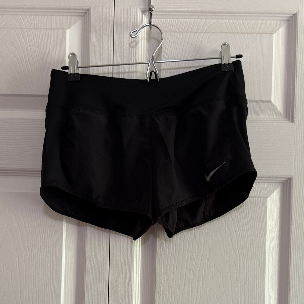 Nike Women's Black Athletic Running Shorts with Reflective Swoosh